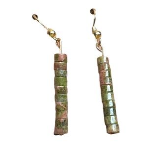 Unakite earrings handmade dangle